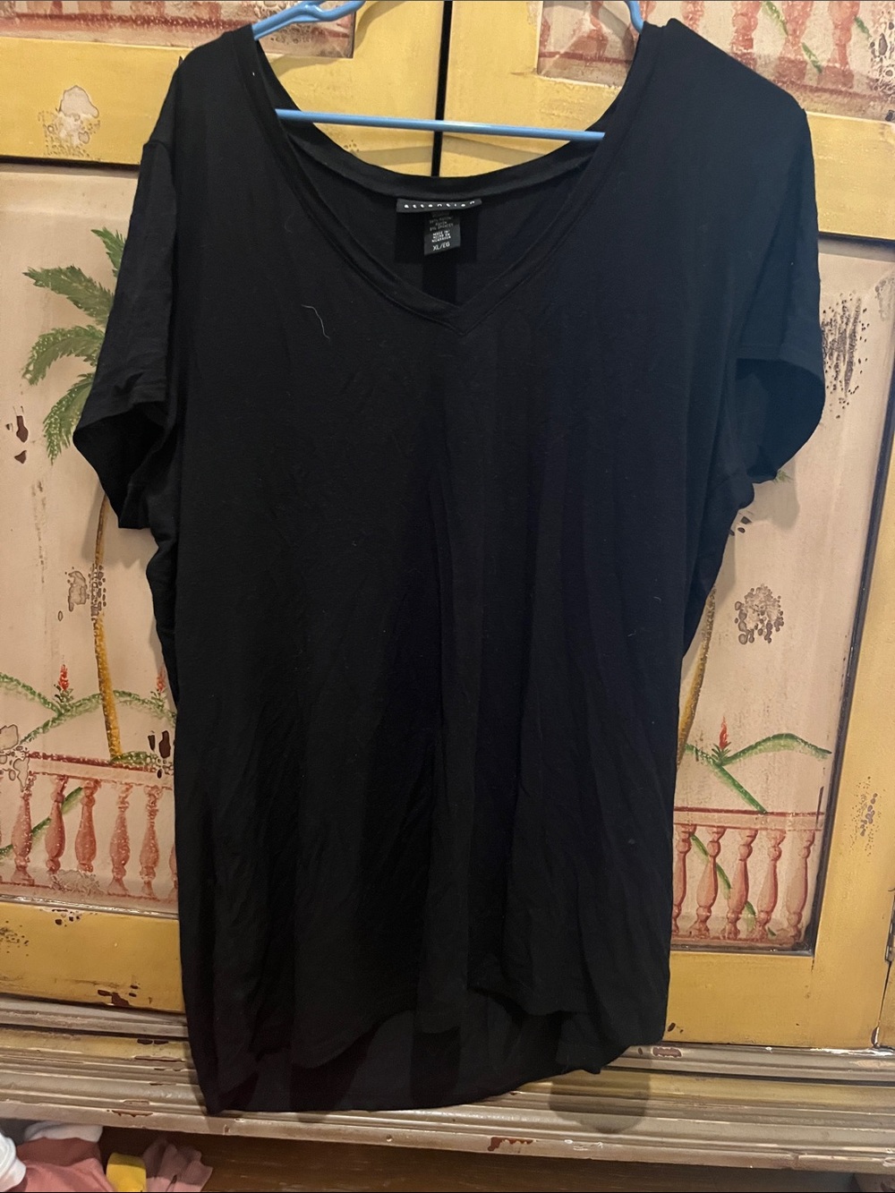 attention Black V-Neck Top